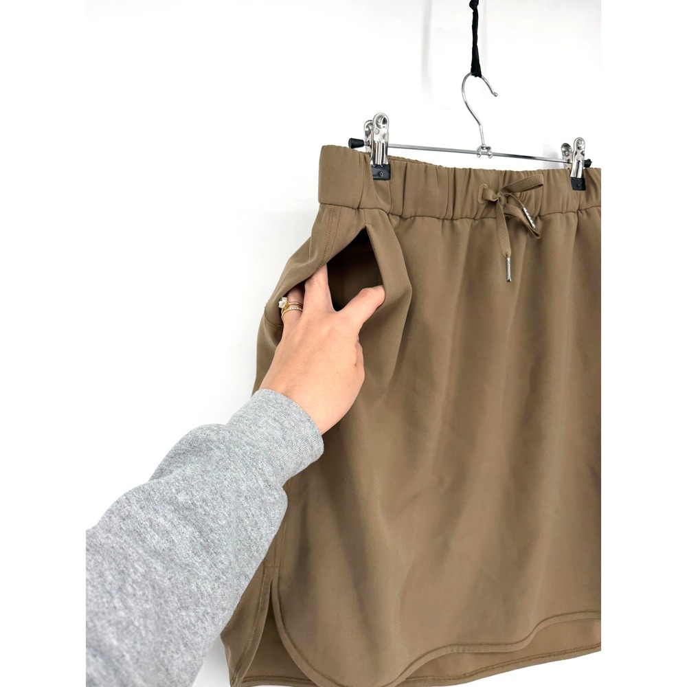 Lululemon On The Fly Brown Stretch Knee Length Athletic Skirt Pockets 8 W8a87s - Picture 4 of 9